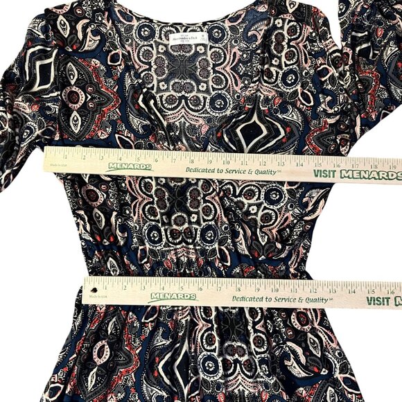 Abercrombie & Fitch Paisley Romper Juniors M Used Long Sleeve Flare - Picture 7 of 15